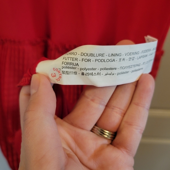 Zara Red Short Sleeve Dress With Micro Pleated Skirt - Picture 4 of 5